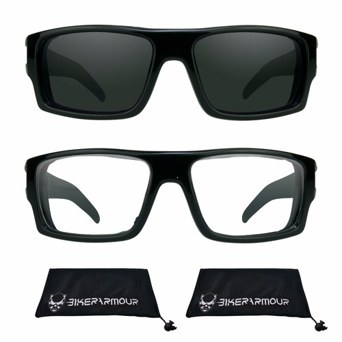Gafas de sol para motociclista gafas de espuma rectangular cojín amarillo claro lente oscura - Imagen 14 de 17