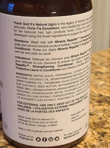 TGIN Miracle Repairx Protective Leave In Conditioner with Biotin 13 ozx2 NEW 2PK - Picture 5 of 6