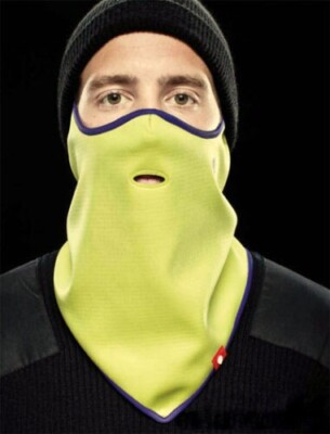 NEW Airhole Standard Snowboard Face Mask - Yellow Blue-  Hook n Loop  Fleece Ski