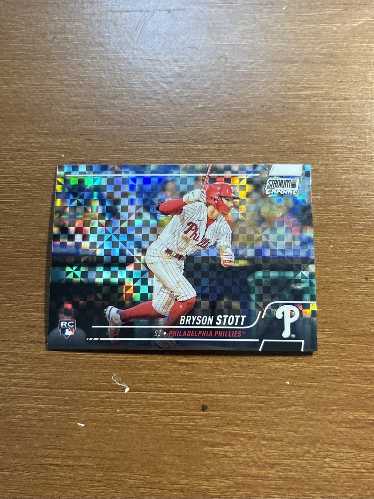 Bryson Stott 2022 Topps Stadium Club Chrome X-Fractor Refractor RC #71 PHILLIES