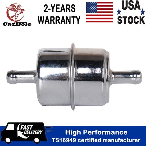 Universal Steel Fuel Filter Inline Paper 3/8" Hose Barb Canister Carbureted 9746 - Bild 1 von 11