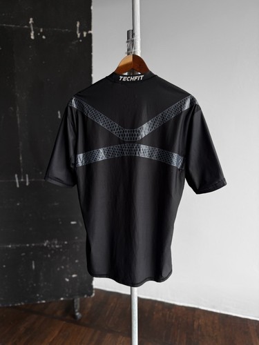 Adidas Techfit Mens Black Compression Short Sleeve Top Shirt Power Active Gym - Picture 4 of 7