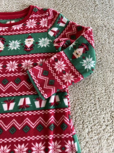 Jammies For Families Girls Red White Green Santa Christmas Fleece Nightgown 3T - Picture 2 of 8