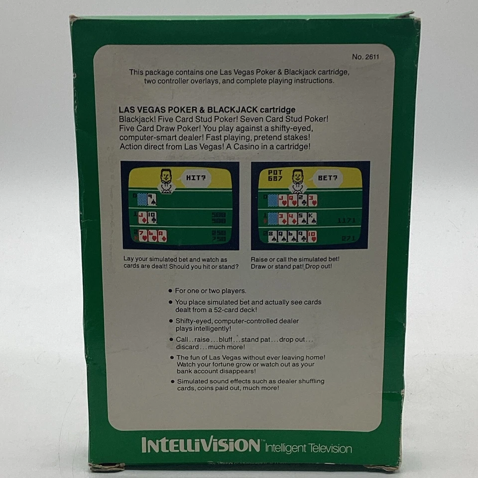 1980 Intellivision Las Vegas Poker & Blackjack Video Game + Original Box Mattel - Image 2 of 4