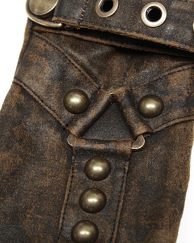 Guantes sin dedos Punk Rave para hombre Steampunk marrón cobre gótico dieselpunk LARP - Imagen 15 de 18