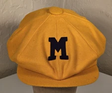 Rare Early Original UNIVERSITY of MICHIGAN Felt & Satin Flat Cabbie Hat