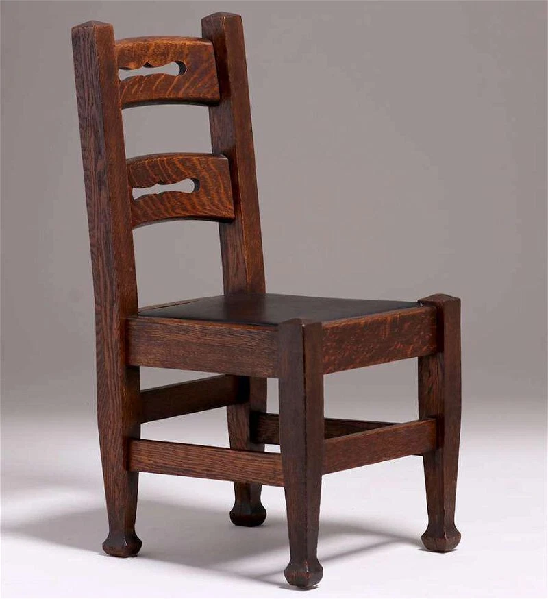 ~c1900 Michigan Chair Company Antigua Misión Recortada Lado Artes y Manualidades Tempranas ~ Foto 3 de 4