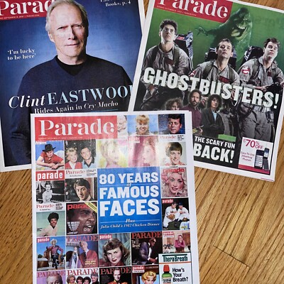 3 PARADE MAGAZINES CLINT EASTWOOD Oct 2021 Ghostbusters 80 Year Of Famous Faces