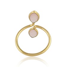 Rose Chalcedony Gemstone Women's 18k Gold Plated Silver Rings Jewelry