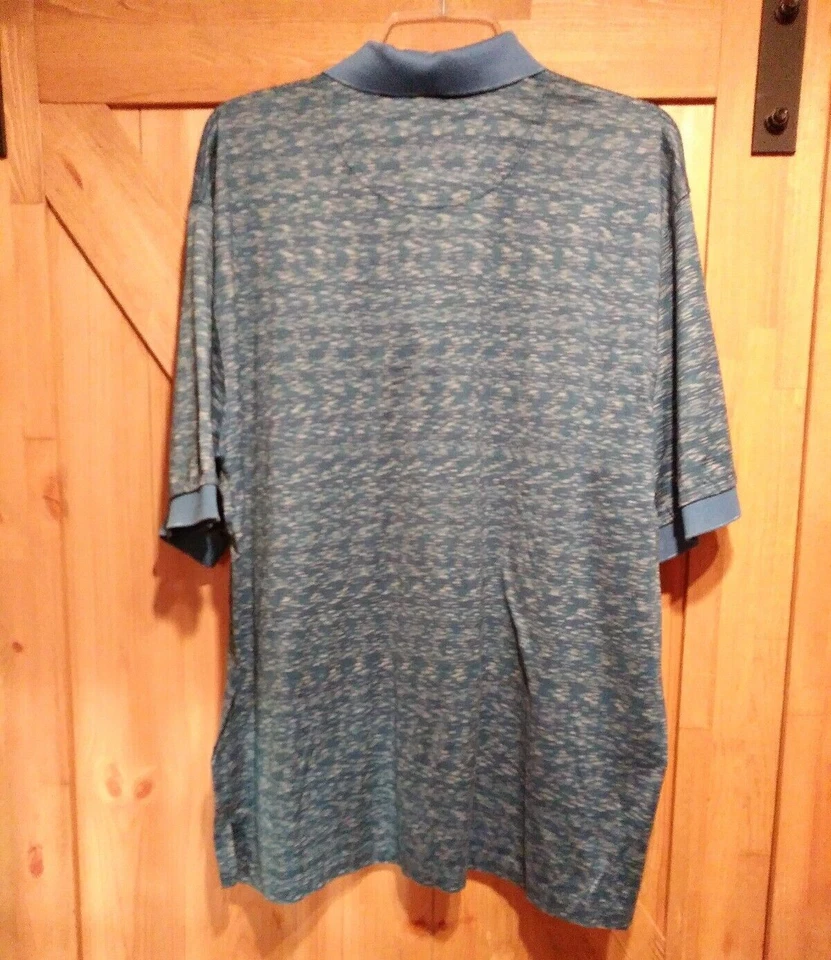 Camisa polo de golf Ben Hogan para hombre grande azul a rayas multicolor Amelia Island Foto 2 de 4