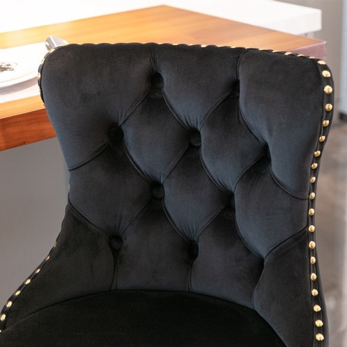 AADEN Lorah 2x Height Adjustable Swivel Bar Stool Velvet Stud Golden Base Chairs - Picture 11 of 48