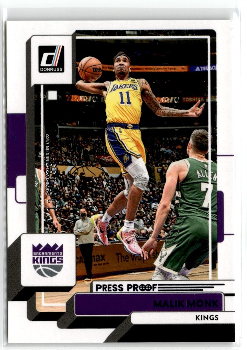 2022-23 Donruss Purple Press Proof Malik Monk /199 Sacramento Kings #141