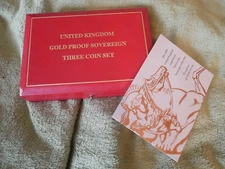 2000 gold proof sovereign three coin set, case + COA only! (no coins)