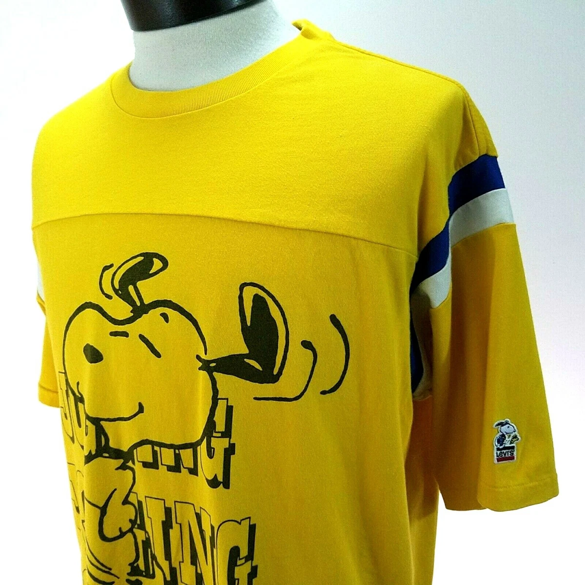 LEVI S x PEANUTS T Shirt Snoopy Jogging Football Yellow Blue White