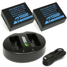 Wasabi Power Battery (2-Pack) and Dual Charger for Fujifilm NP-W126, NP-W126S