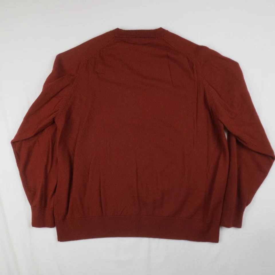 Turnbury Sweater Mens XL Orange Diamond Pattern Merino Wool Lightweight Crewneck - Image 2 of 4