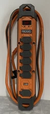 RIDGID 8 Ft. Cord 6-Outlet, 2.4 Amp USB-a, 15-Watt USB-C, 2100J Surge Protector,
