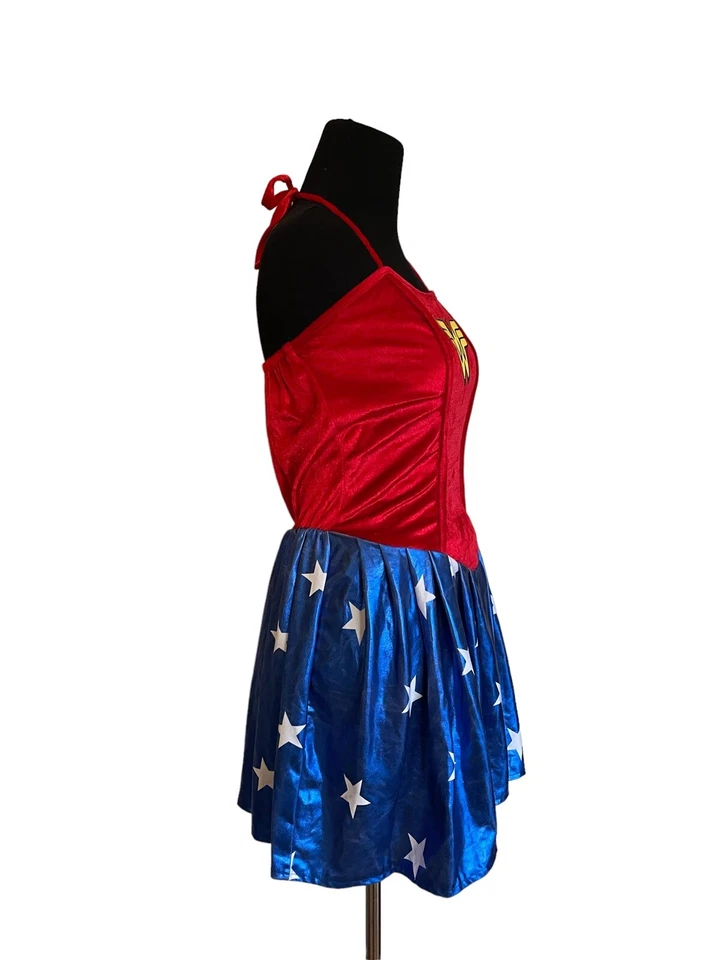 Лига справедливости Чудо-женщина костюм красный бархат косплей Sz M 7-9 подростков/размер Wmn 6 - Изображение 3 из 4