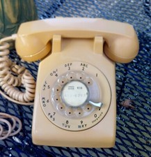 Vintage ITT Rotary Dial Desktop Phone Beige Plus Rotary Dial Advertising Cover