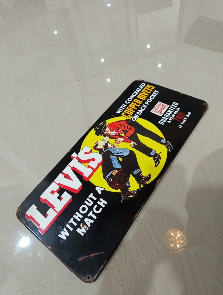 Vintage Levi's advertising sign steel plate not porcelain 1950's era - Image 2 of 4