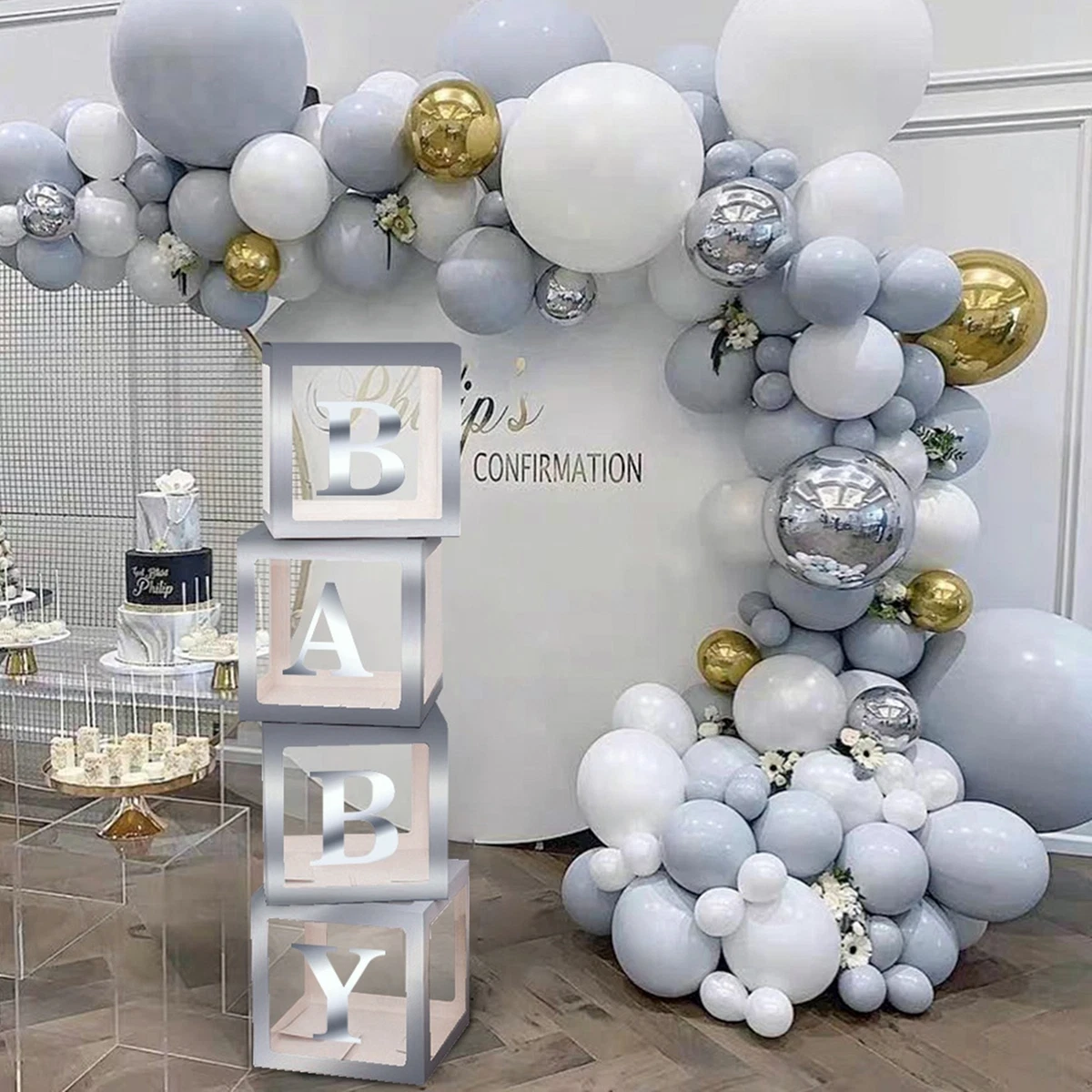 Baby Shower Balloon Boxes with Letter - Baby Shower Decorations