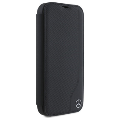 Mercedes iPhone 16 Tasche Hülle Book Case Cover Genuine Leather Wood black