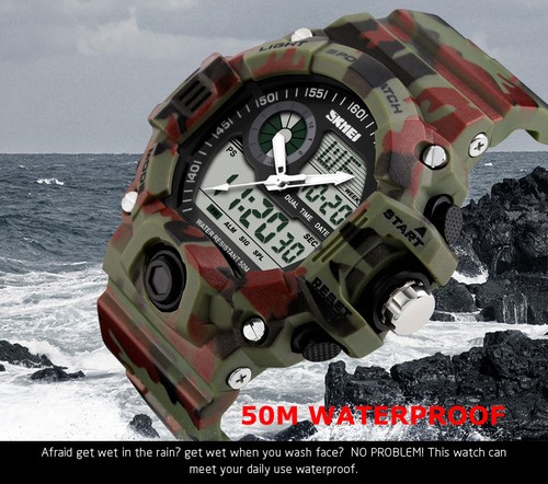 SKMEI Mens LED Digital Analog Alarm Waterproof Sport Army Watch Wristwatch New - Picture 37 of 37