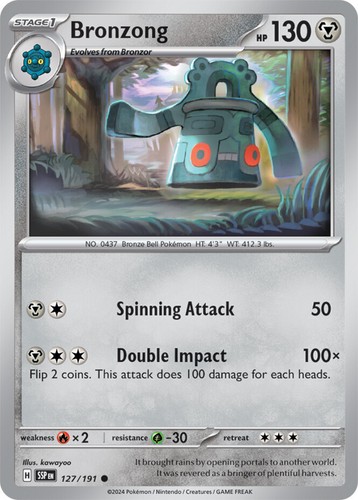 x4 Bronzong - 127/191 - Common - Reverse Holo Pokemon SV08 Surging Sparks M/NM - Picture 1 of 1