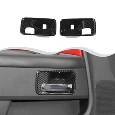Car Inner Door Handles Bowl Cover Bezel For Dodge Challenger 09-14 Carbon Fiber 