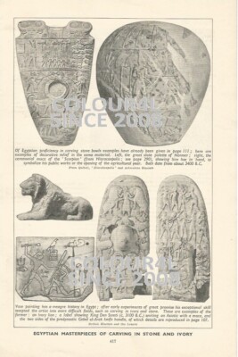 ÄGYPTEN PALETTE VON NARMER MACE SCORPION KING DEN SEMTI um 1938 FOTO ILLUSTRATION