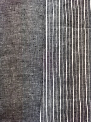 100% Linen Fabric Yarn Dyed Stripe and Coordinated Solid Color Unique Black BTY