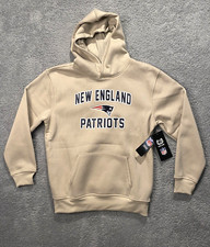New England Patriots Hoodie Sweatshirt NFL Team Apparel Unisex Youth 18/20 Beige