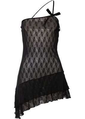 Neu Negligé aus Allover Spitze Gr. 36/38 Schwarz Nachtwäsche Dessous Unterhemd
