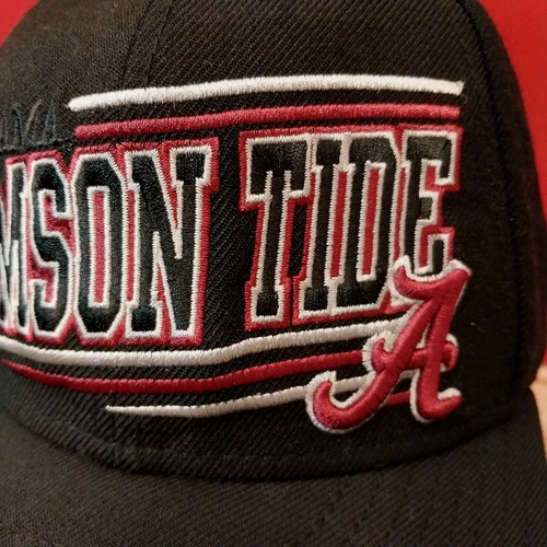 Alabama Crimson Tide 100% Wool Cap Hat Fitted 7 1/8 Black Embroidered Script - Picture 3 of 12