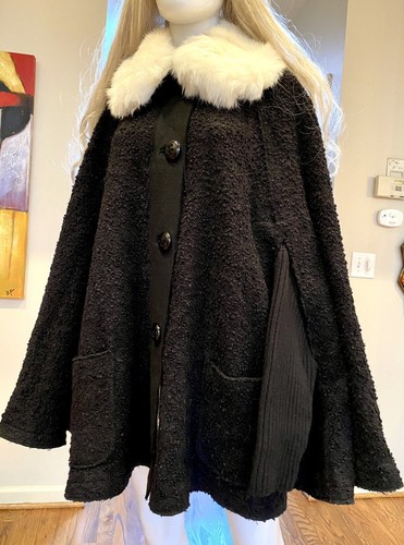 6K Dolce & Gabbana Vintage Cape Coat fur 38 40 42 44 4 6 8 Jacket Poncho M L - Picture 3 of 12