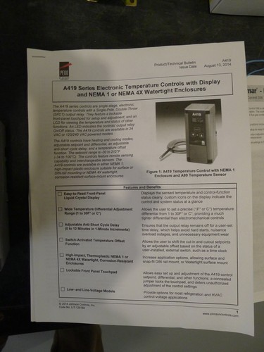 Johnson Temperature controller A419 W/ Probe - Picture 3 of 3