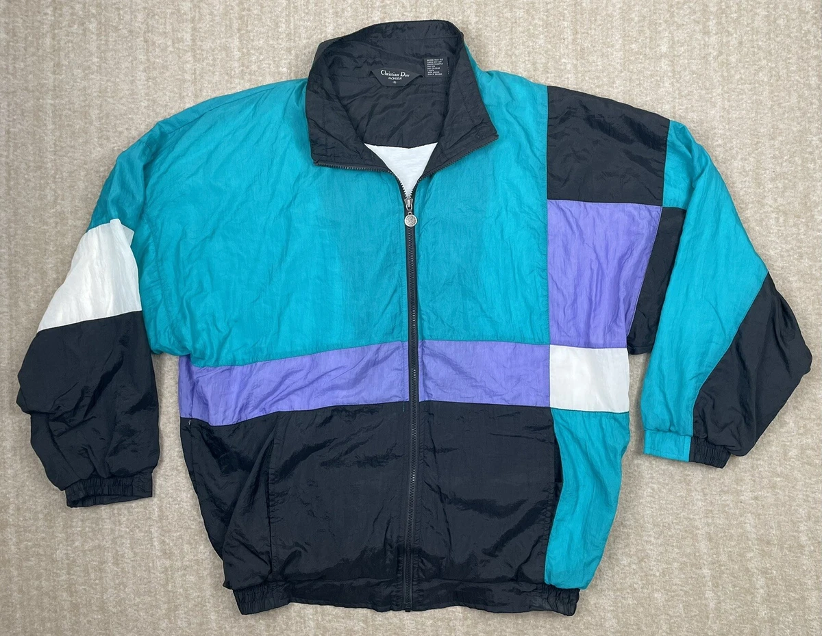 VTG Christian Dior Vintage Monsieur Full Zip Nylon Windbreaker Jacket Size  XL