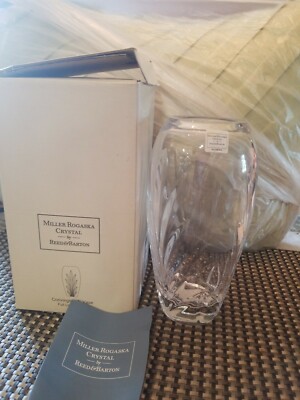 NEW 7'' MILLER ROGASKA CRYSTAL  VASE BY REED & BARTON. Boxed