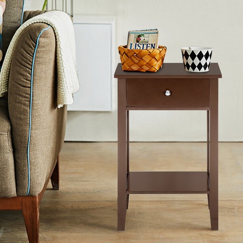 Two-layer Bedside Table Coffee Table with Drawer Coffee 10747 - Picture 7 of 7
