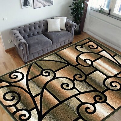 Sage green Living Room Rug Abstract, Swirls rugs sage green and multi