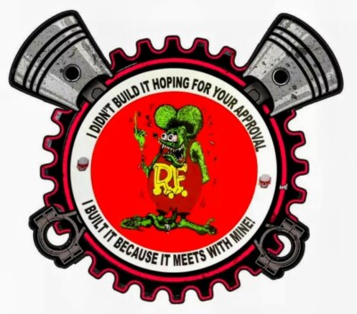 2-Pack Rat Fink Motorcycle Stickers – Rat Rod Chopper Vintage Racing, 3M Gloss Red, Hot Rod Decals - View #4