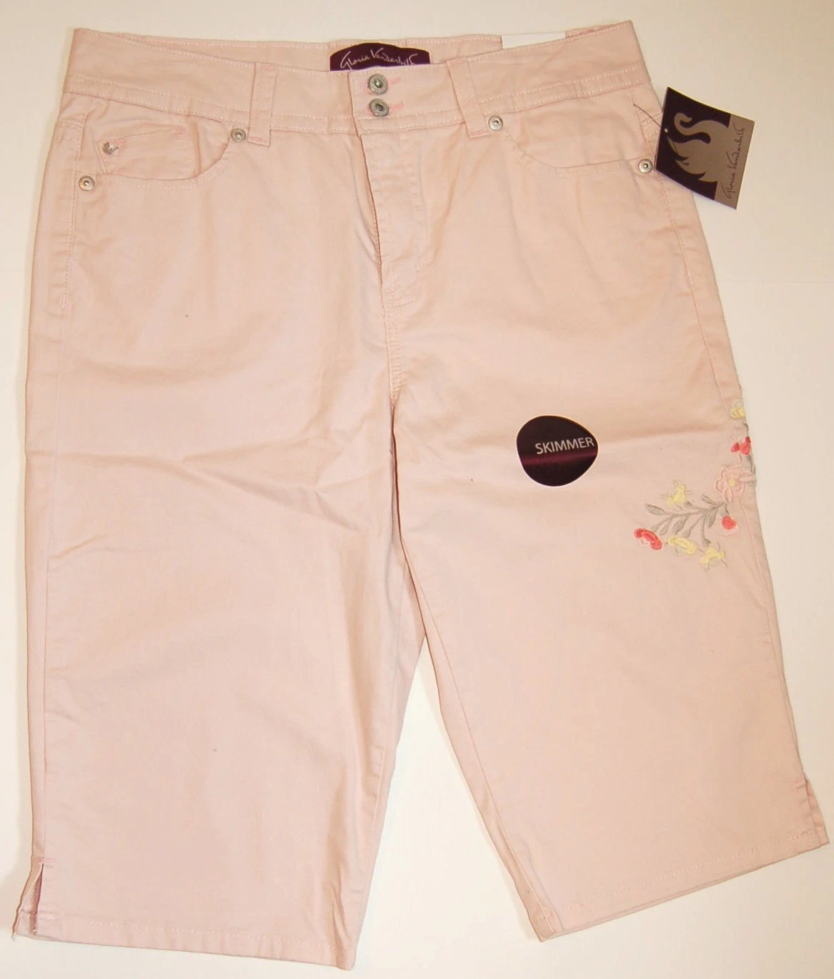 Womens Capri Pants GLORIA VANDERBILT Embroidered STRETCH Size 6 PINK
