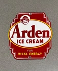 VINTAGE ARDEN ICE CREAM PORCELAIN SIGN CAR GAS TRUCK OIL MOTORCYCLE