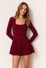 LOVESHACKFANCY Lavender Stretch Pointelle Mini Dress in Spiced Berry medium