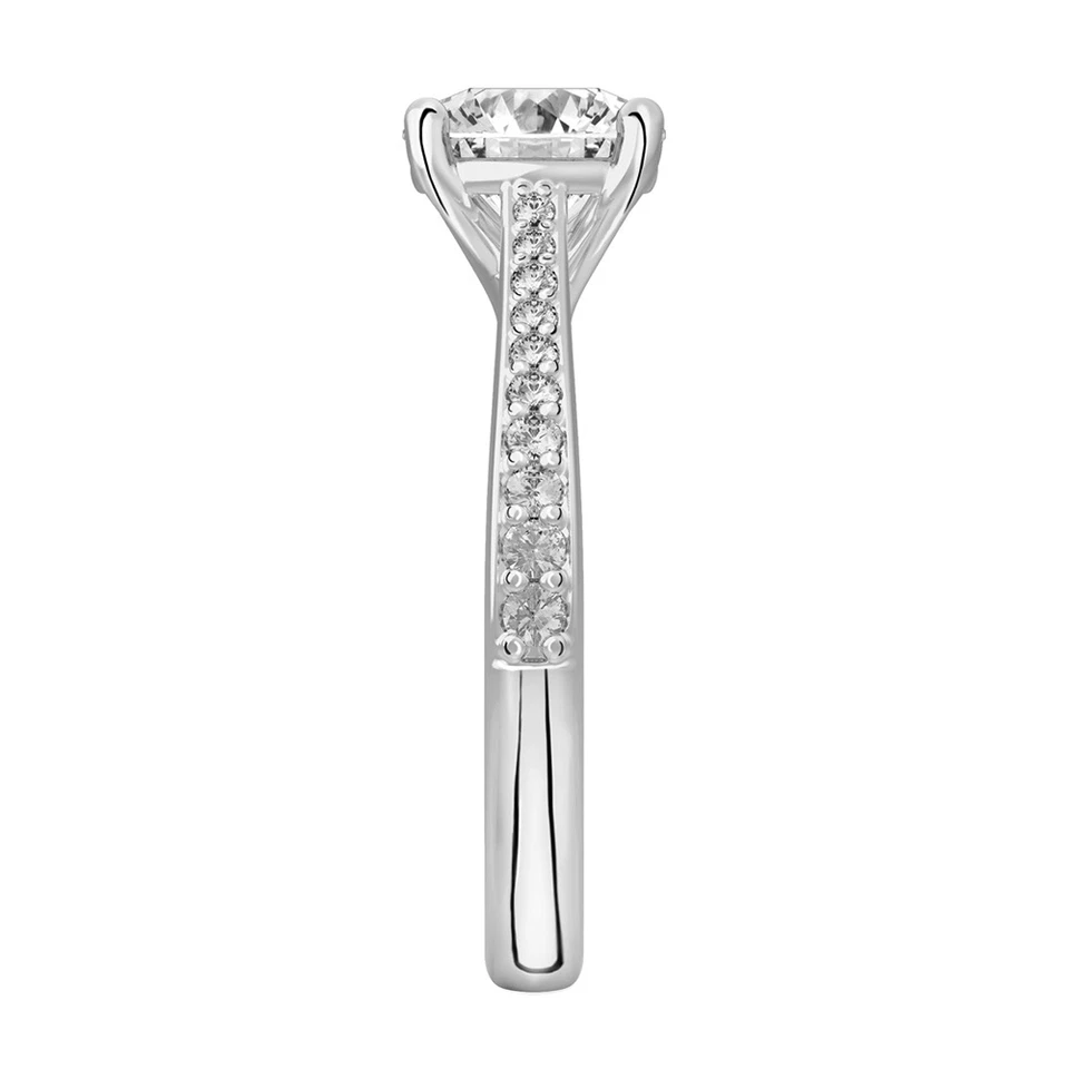 Кольцо с бриллиантом для свадьбы выращенное в лаборатории платина круглое 1,3 карата сертифицированное IGI PT950 - Изображение 3 из 4