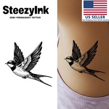 SteezyInk temporary tattoo Soaring Swallow last upto 2 weeks 4 x 4 inch