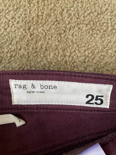 Pantalones de mezclilla ajustados al tobillo de tiro alto Rag & Bone Nina para mujer talla 25 recubiertos de ciruela nuevos con etiquetas - Imagen 7 de 8