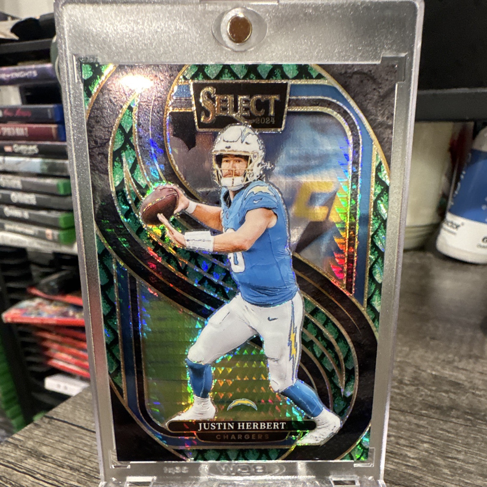 Panini 2024 Select Justin Herbert Premier Level Dragon Scale Prizm #131 /81