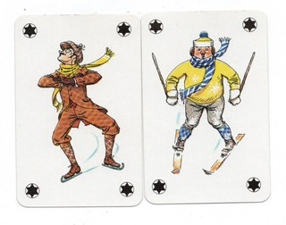 Pair of RARE MODERN "Ice Skater and Skier" JOKER Play Cards #32