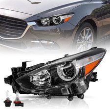 Headlight Assembly Replacement Fits 2017 2018 Mazda 3 Sedan 4-Door OE Style Halo